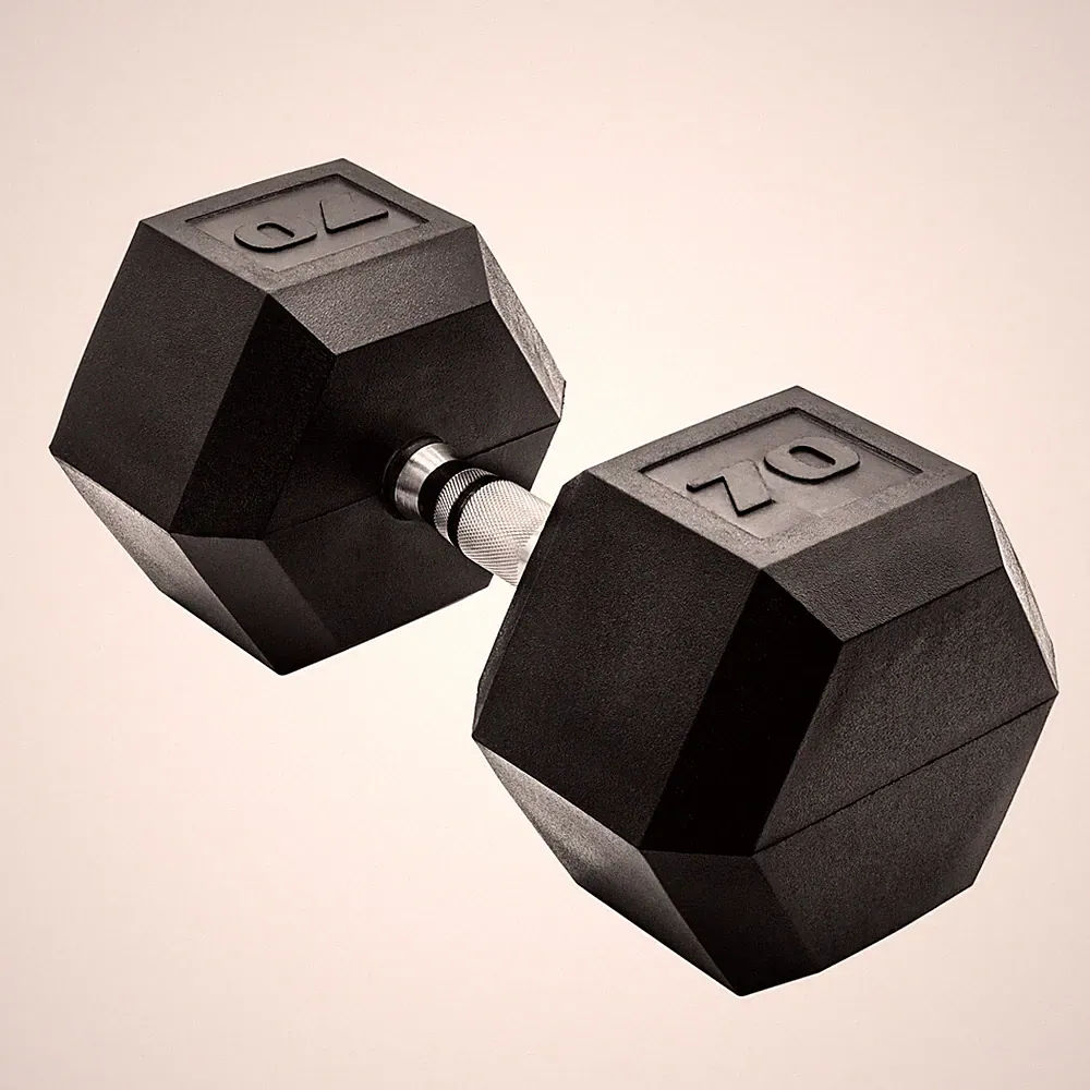 CAP Barbell, Rubber Hex Dumbbell, Single 40lb - 75lb