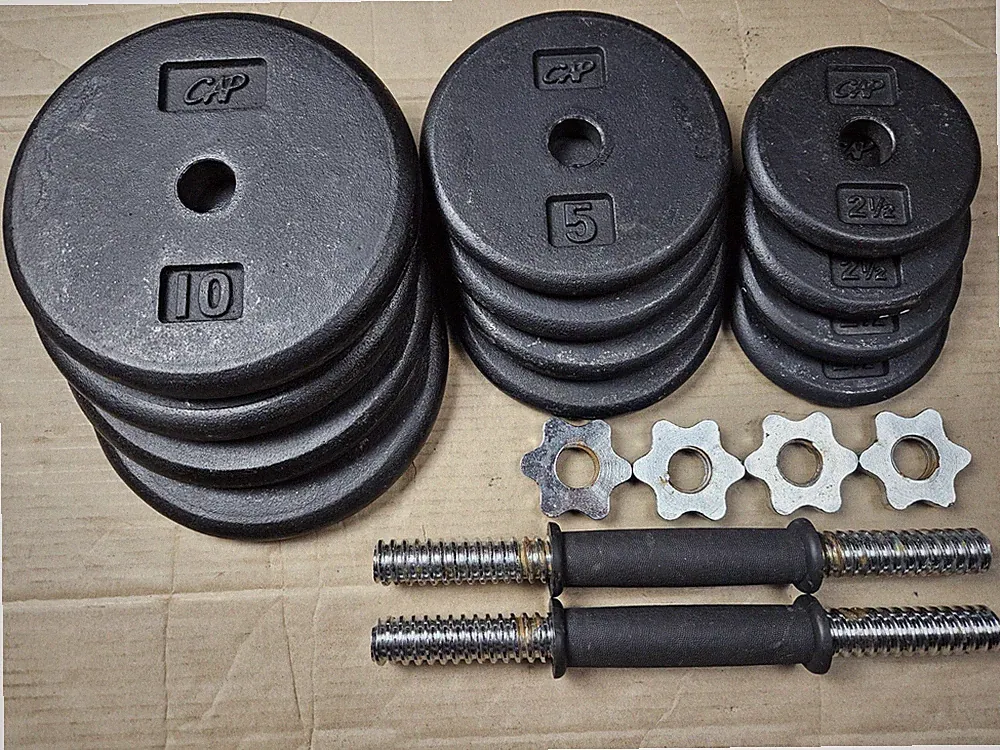 Cap Dumbbell Set Standard weight plates and dumbbell handles 70lbs total