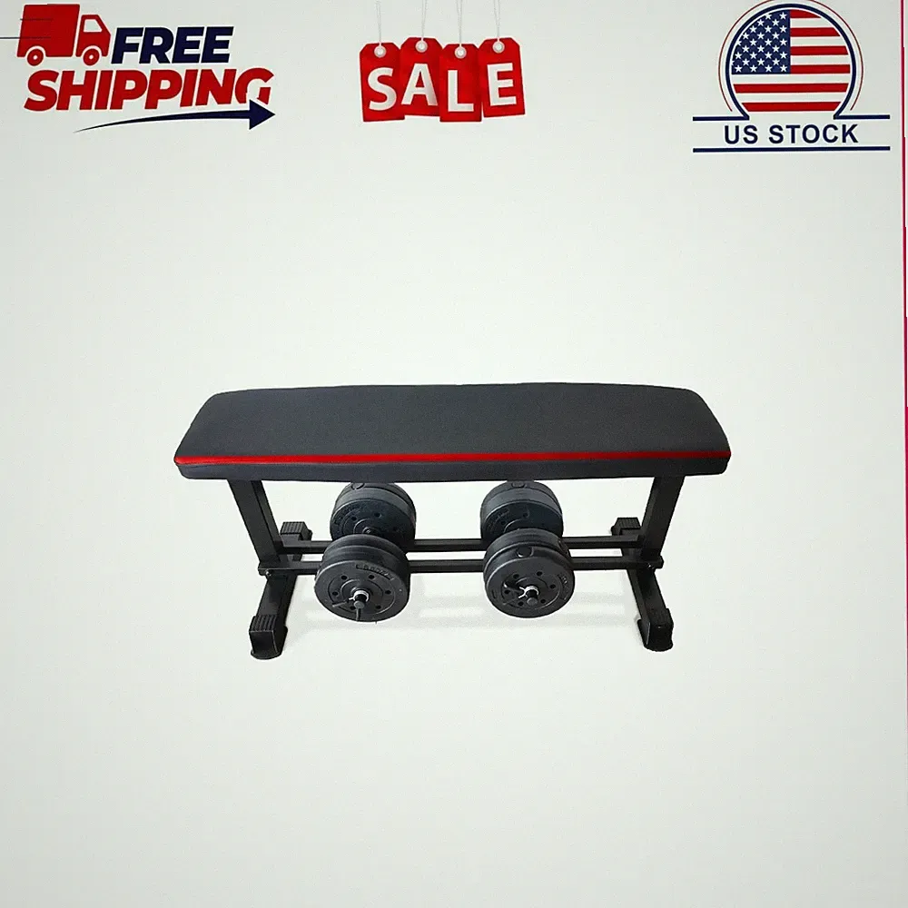 CAP Flat Weight Bench & 50 lb Adjustable Vinyl Dumbbell Set Combo