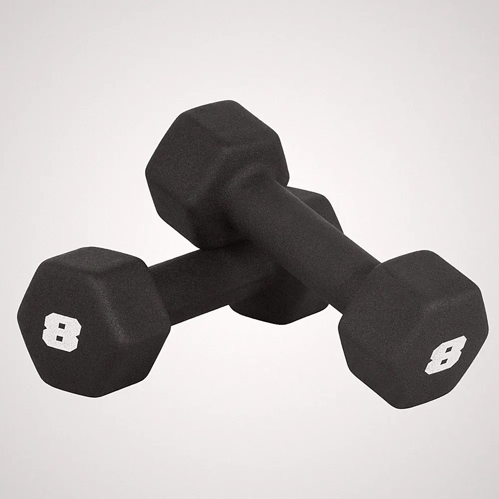 CAP Neoprene Dumbbell Pair, NonSlip Grip, Black, 8 lb