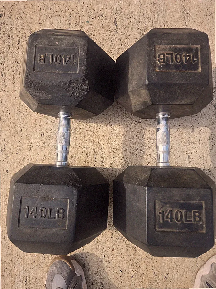 CAP Pro HEX dumbbells chrome rubber 140 lbs. sold separately or as a set