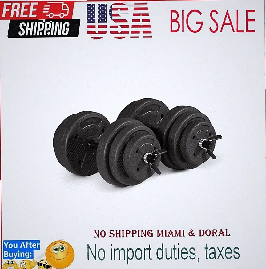 CAP RSV-CB42 Adjustable PVC Coated Cement Dumbbell Set - 40lbs
