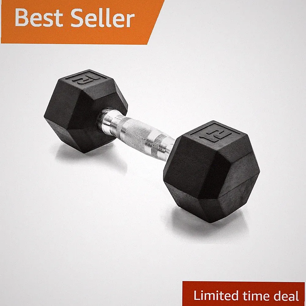 CAP Rubber Coated Dumbbell Weights, Free Weights for Home Gym Strength Traini...
