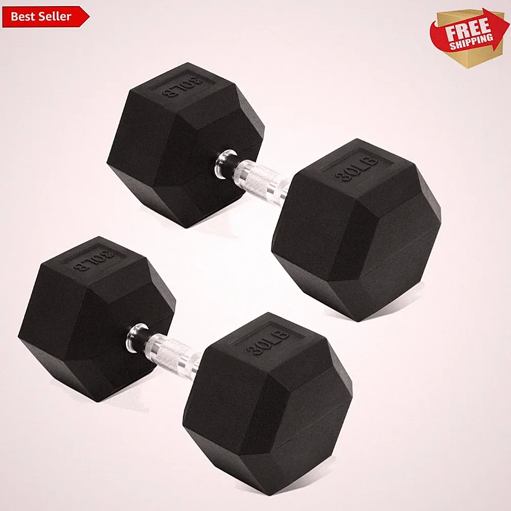 Cast Iron 30 LB Hex Dumbbells - Perfect for Home Fitness and Muscle Toning