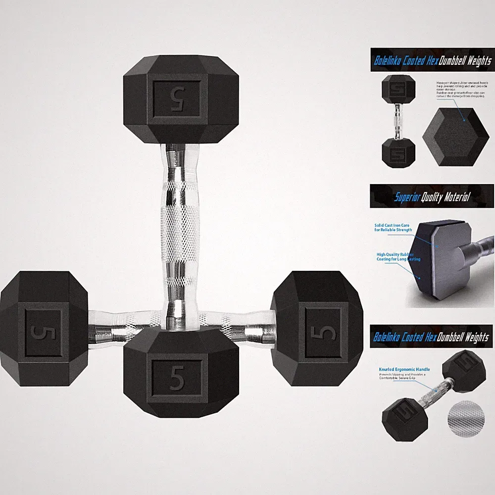 Cast Iron 5 LB Dumbbells with Ergonomic Grip - Perfect for Strength Training