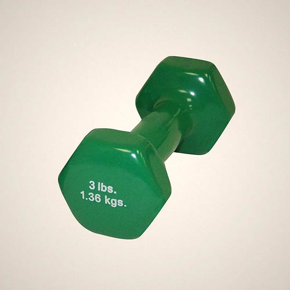 CAST IRON AND VINYL-COATED DUMBBELL, 3 LB