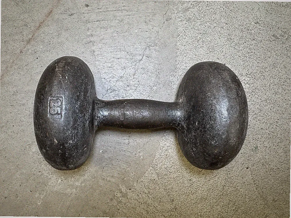 Cast Iron Dumbbell Lot Of 1 Vintage 25 Lbs