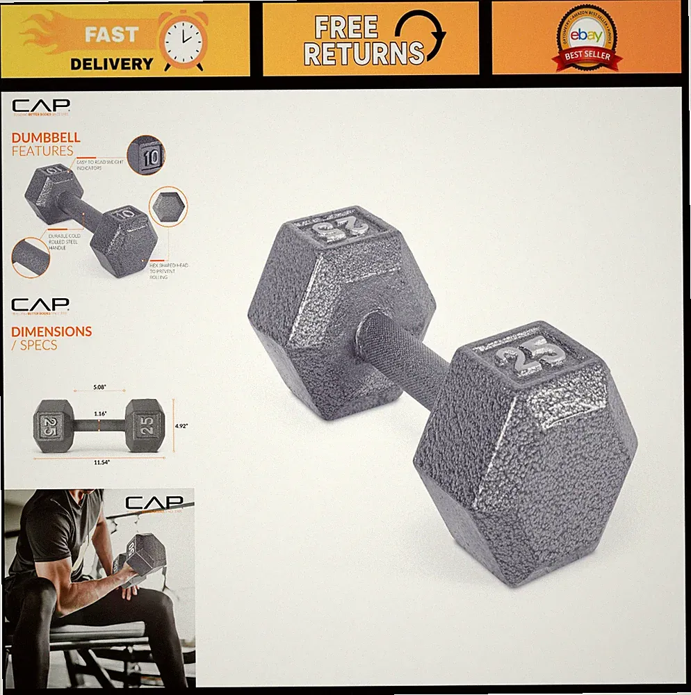 Cast Iron Hex Dumbbell Set - Adjustable Weight Options for Home Gym Fitness
