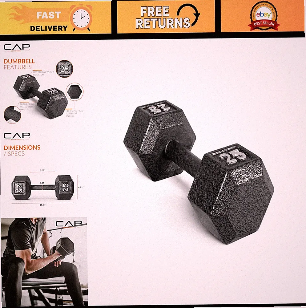 Cast Iron Hex Dumbbell Set | Adjustable Weights for Strength Training & Fitness