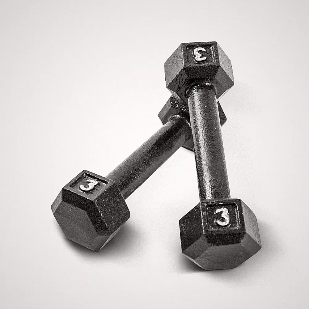 Cast Iron Hex Dumbbells, Pair, 3 lb Durable Weight Training Equipment