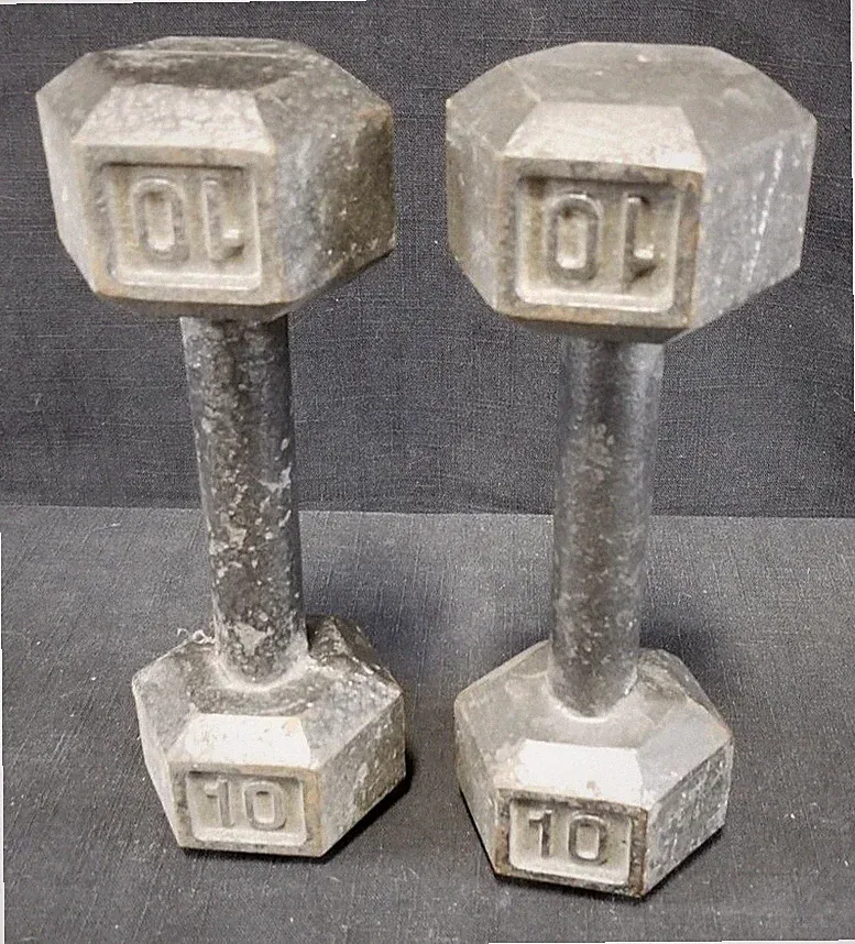 Cast Iron Hexagonal Dumbbell Qty 2