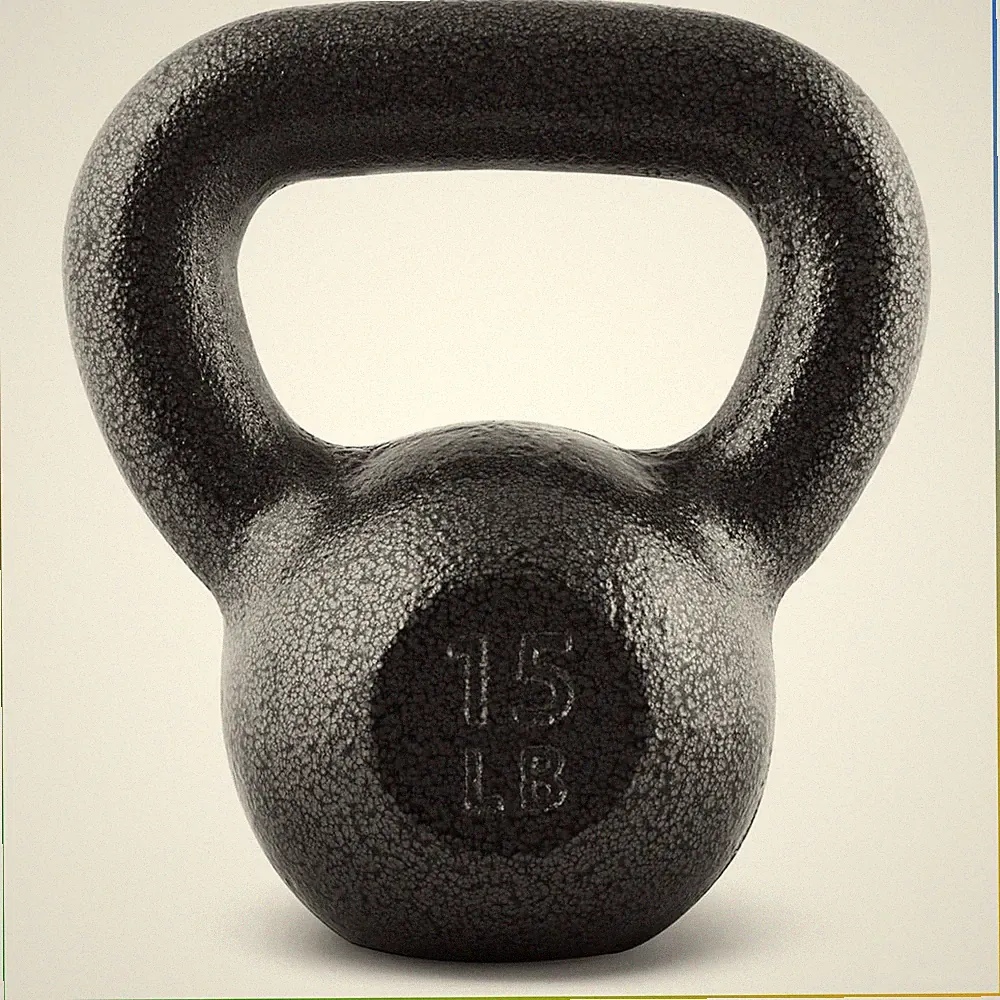 Cast Iron Kettlebell 15 Lb Solid Durable Enamel Finish Strength Training