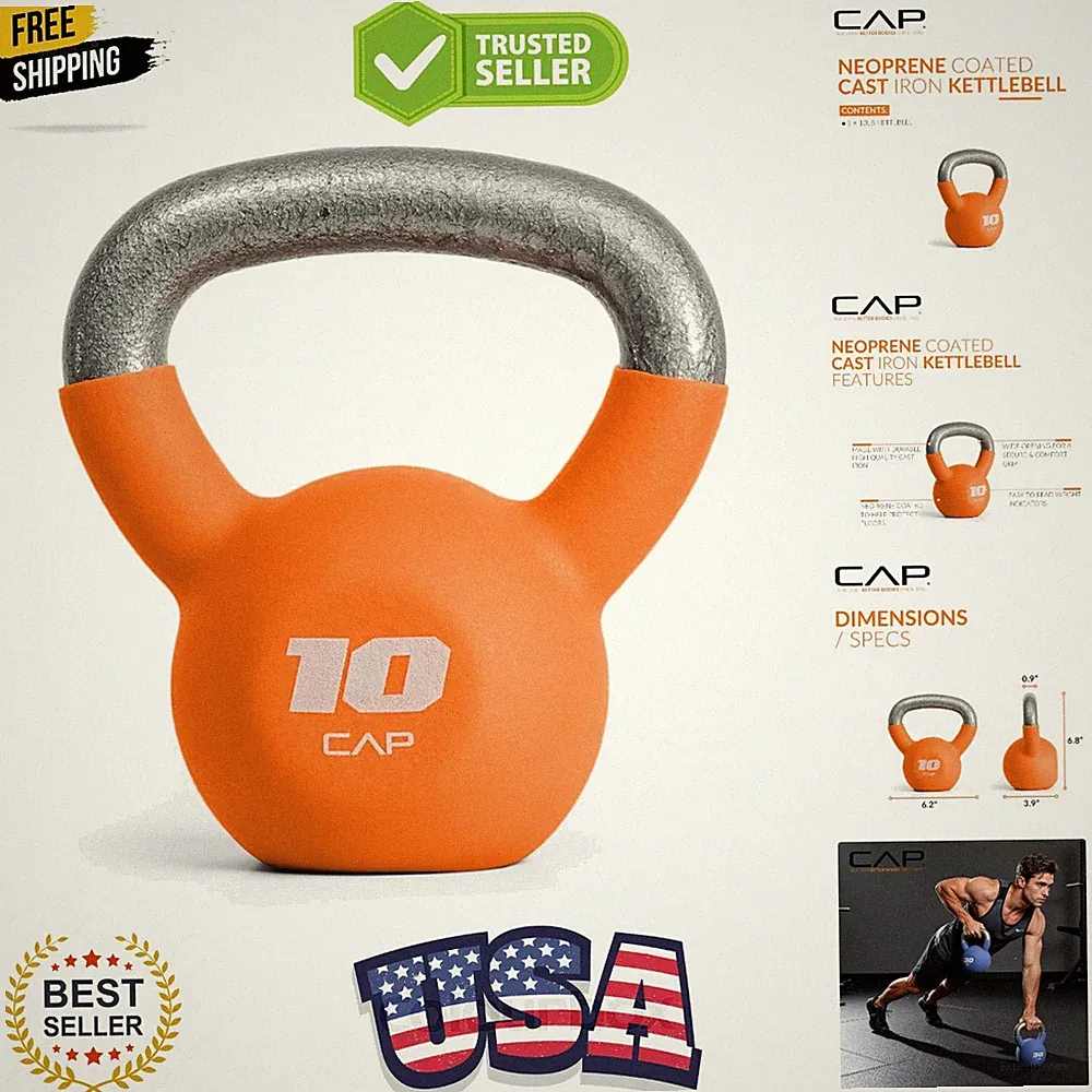 Cast Iron Kettlebell - Coated Options, Singles and Sets, Multiple Weight Choices