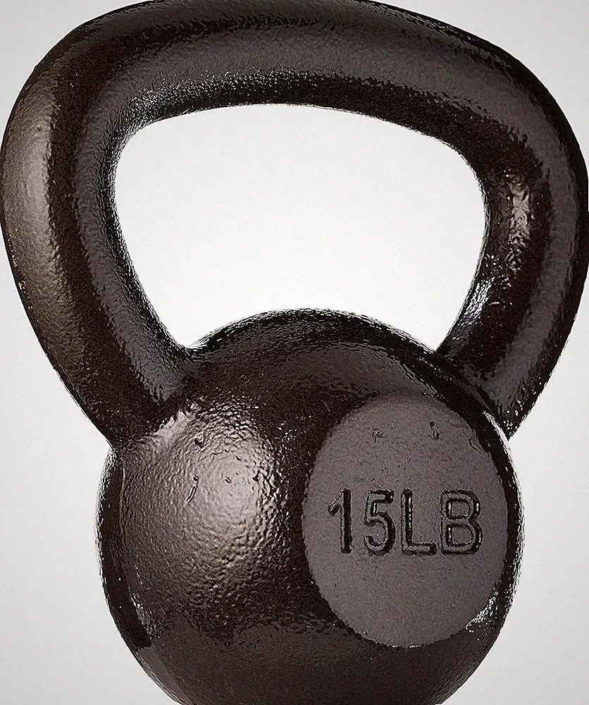 Cast Iron Kettlebell for Strength Training, Textured Wide Handle, Black