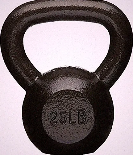 Cast Iron Kettlebell for Strength Training, Textured Wide Handle, Black 25Ib