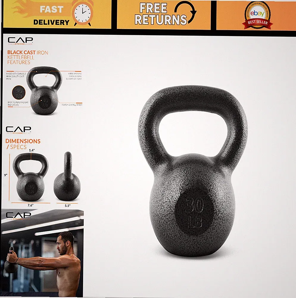 Cast Iron Kettlebell - Multiple Weights Available, Perfect for Strength Training