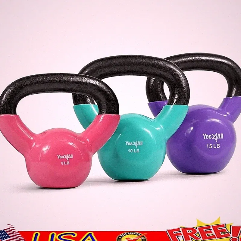 Cast Iron Kettlebell Set Strength Training Weights Smooth Handle Stability New