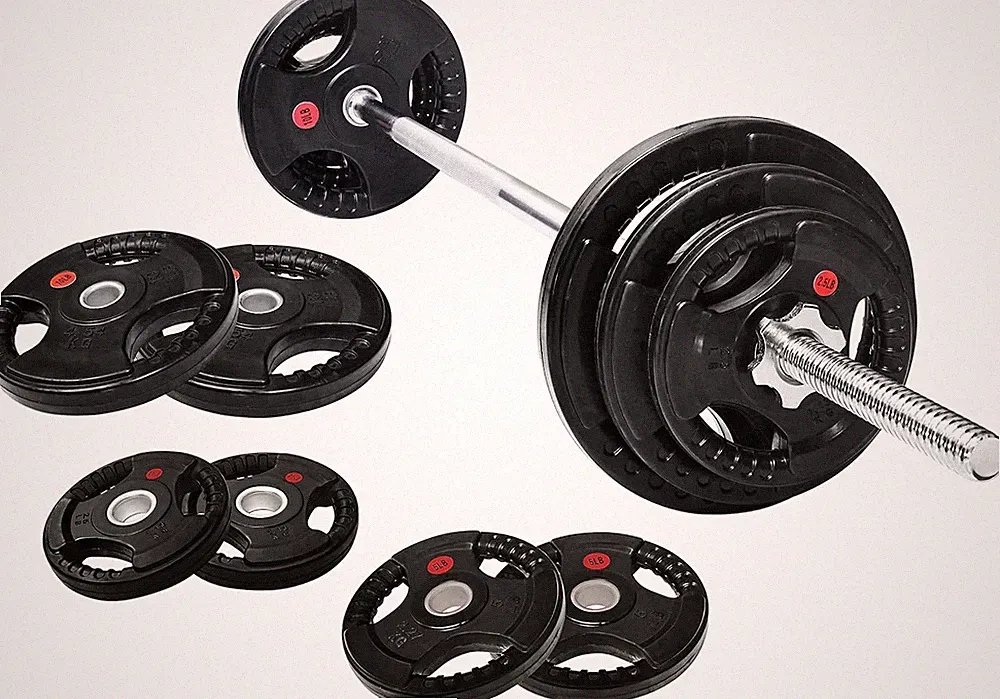 Cast Iron Standard Weight Plates Including 5FT Barbell with Black
