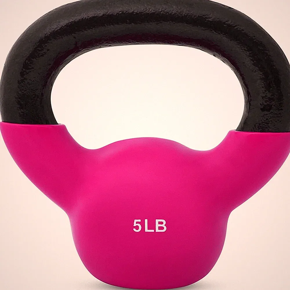 Cast Iron Vinyl Kettlebell 5lb Hot Pink Weight Training Fitness