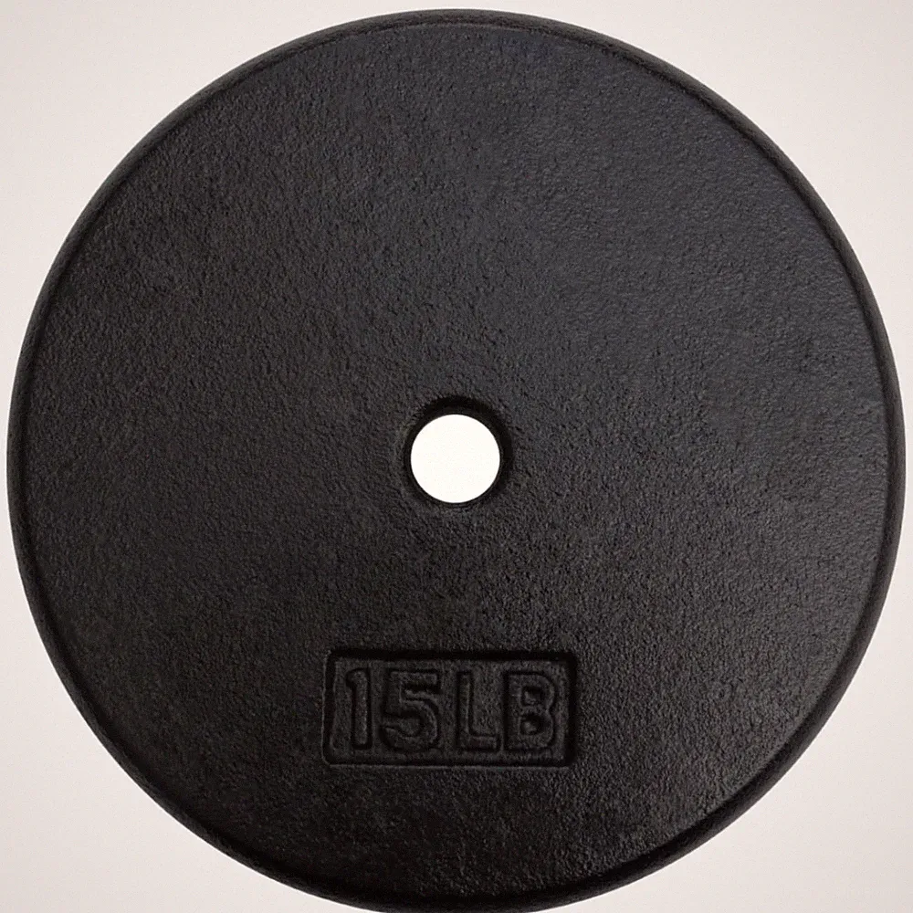 Cast Iron Weight Plates 15lbs 1-Inch Center Hole for Barbell Dumbbell Exercises