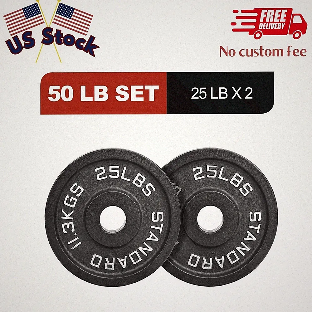Cast Iron Weight Plates, 2-Inch Hole, 2-Pack, 25LB
