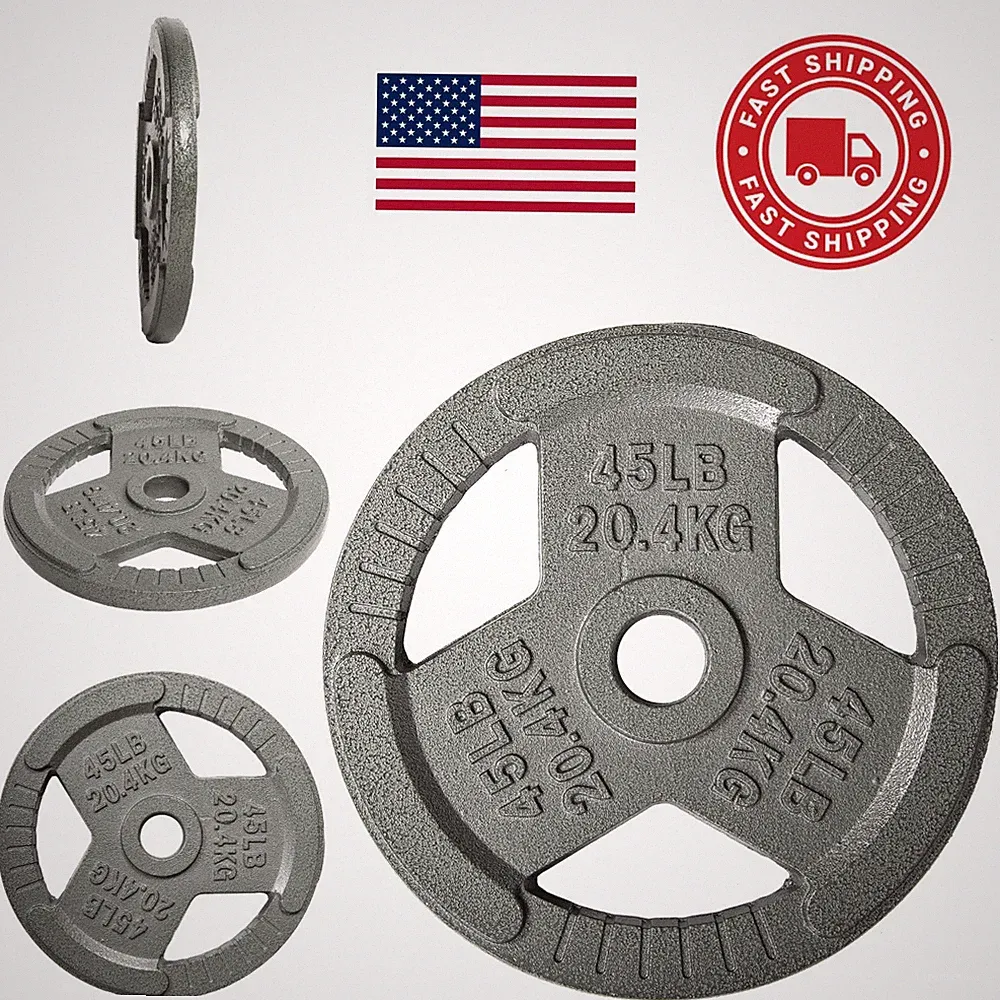 Cast Iron Weight Plates Set for Barbell and Dumbbell Workouts Totaling 95 Pounds