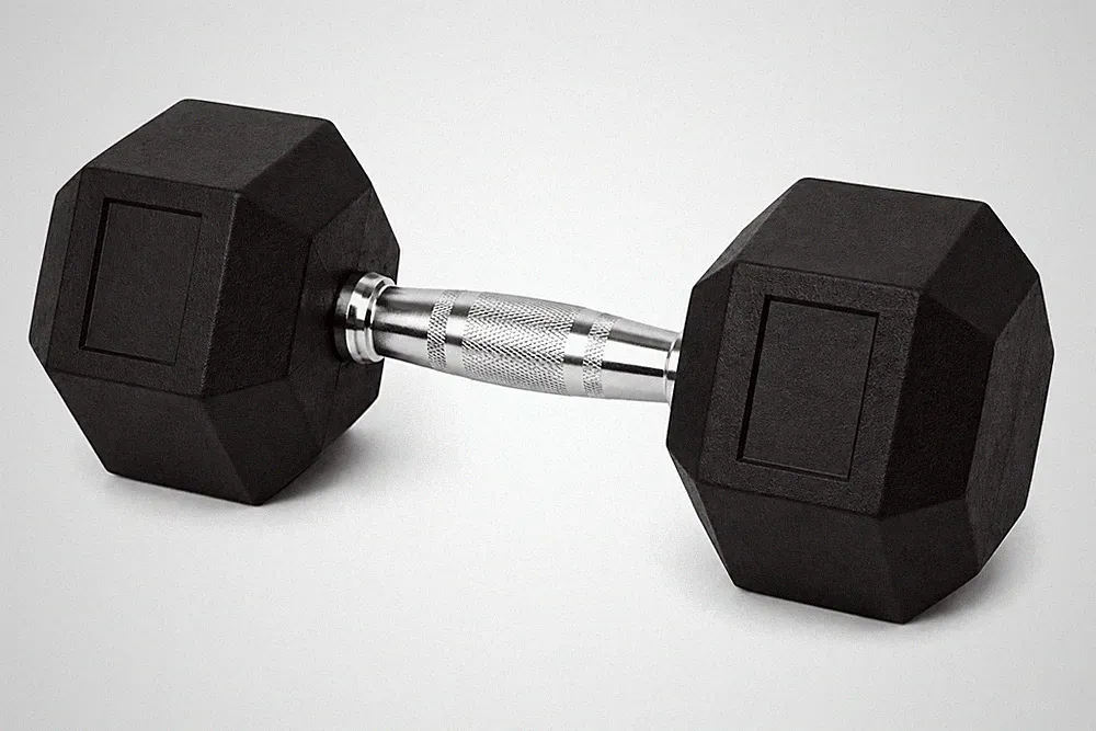Champion Barbell Rubber Encased Solid Hex Dumbbell, One Color, 55 lb