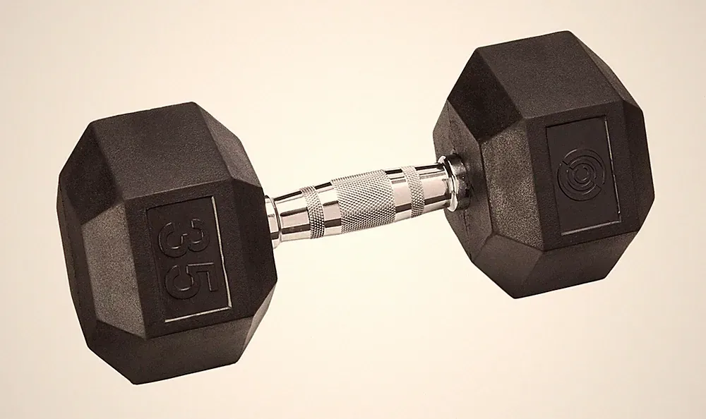 Champion Rubber Encased Solid Hex Dumbbell 35-Pound