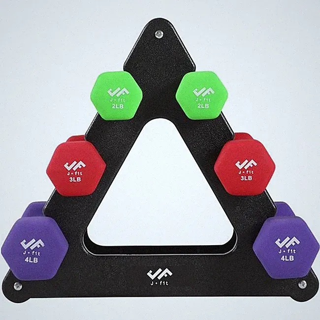 Champion Sports J-DBSTL24 24 lbs Dumbbell Set with Storage Rack Stand
