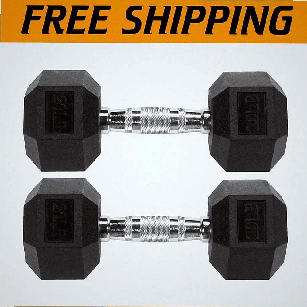 Chrome Finish Dumbbells with Rubber Coating//