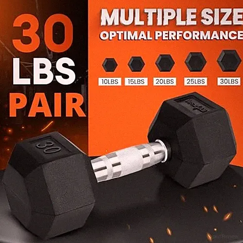 CHROME GRIP ENCASED HEX DUMBBELLS – HAND WEIGHTS WITH ANTI-SLIP 30LBS YES4ALL
