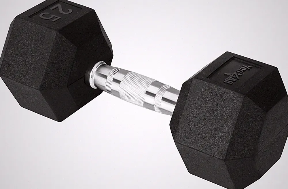 Chrome Grip Encased Hex Dumbbells – Hand Weights with Anti-Slip 5-50 LBS Single