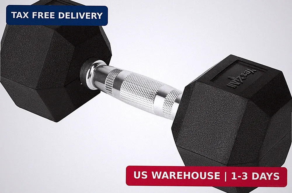 Chrome Grip Encased Hex Dumbbells - Hand Weights With Anti-Slip 5-50 LBS Single