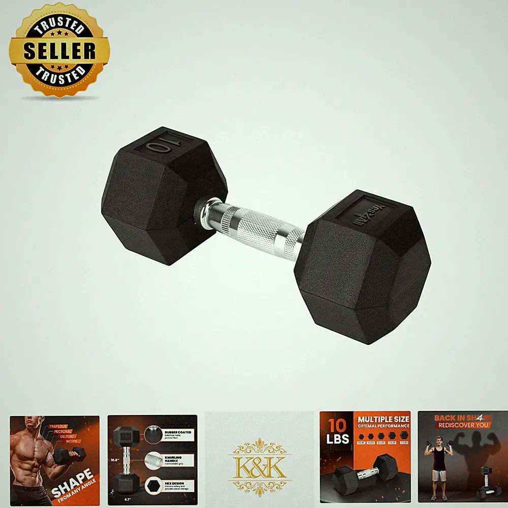 Chrome Grip Hex Dumbbells 5-50 LBS Single – Non-Slip Weight for Safe Training