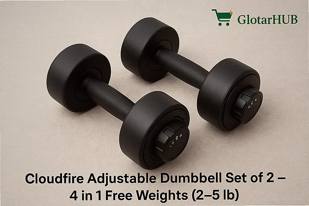 Cloudfire Adjustable Dumbbell Set of 2 – 4 in 1 Free Weights (2–5 lb) for Women