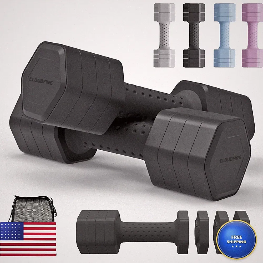 Cloudfire Adjustable Dumbbell Set Of 2 Adjustable Dumbbells 5Lb Tpu Soft Rubber