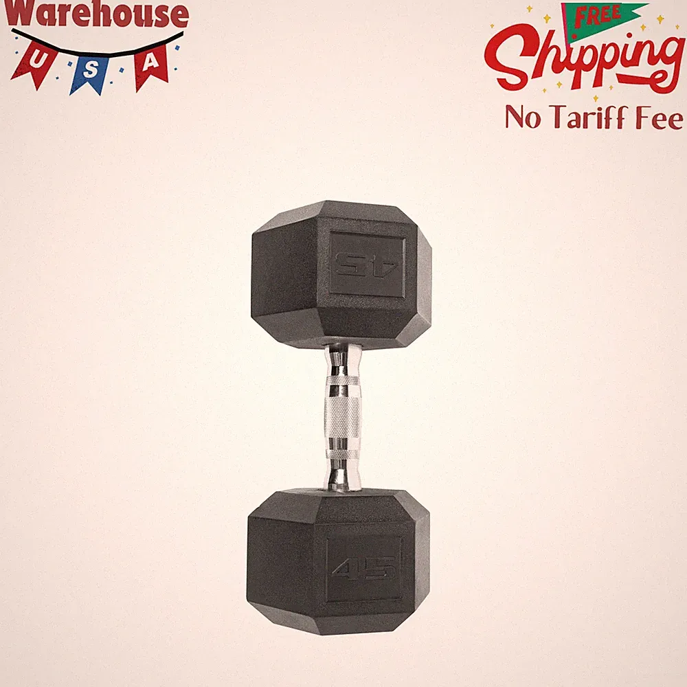 Coated Hex Dumbbell 45 Lbs Single Weight Fitness Workout Equipment