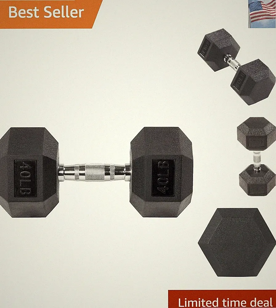 Colored Rubber Encased Dumbbell, Pairs or Sets, Multiple Packages