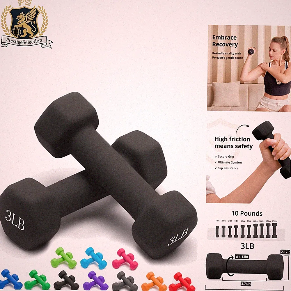 Colorful Anti-Roll Neoprene Dumbbells Set - Perfect for Home Workouts, 1-15 LB