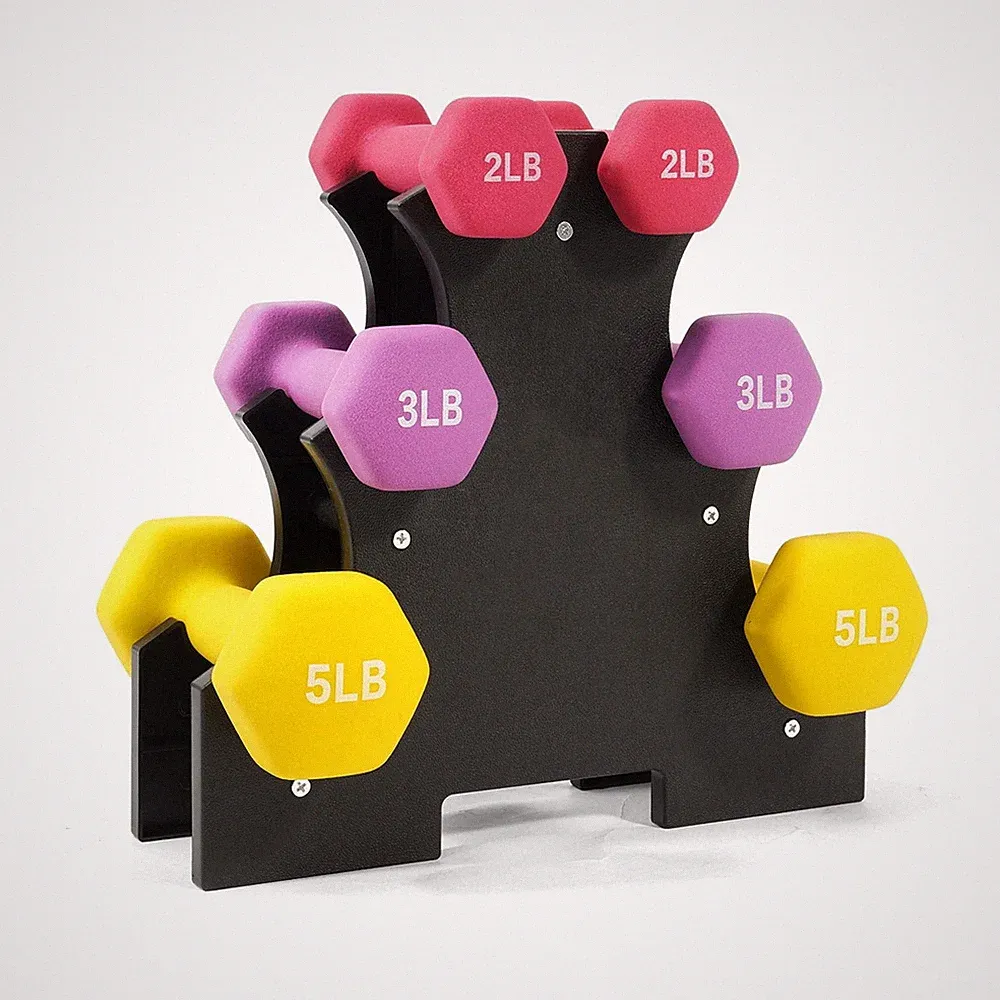 Colorful Neoprene Dumbbell Set with Stand, 2lb 3lb 5lb Hand Weights for Home Gym