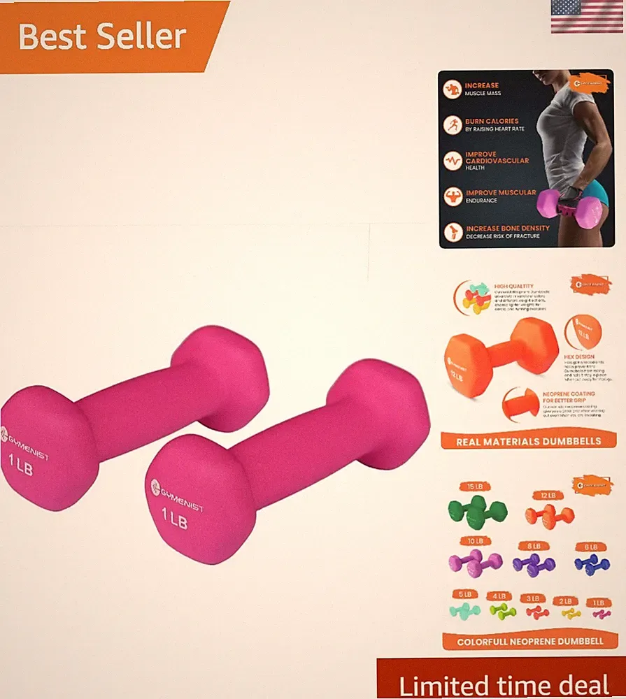 Colorful Pair of Soft Non-Slip Dumbbells - Ideal for Cardio & Full Body Workouts