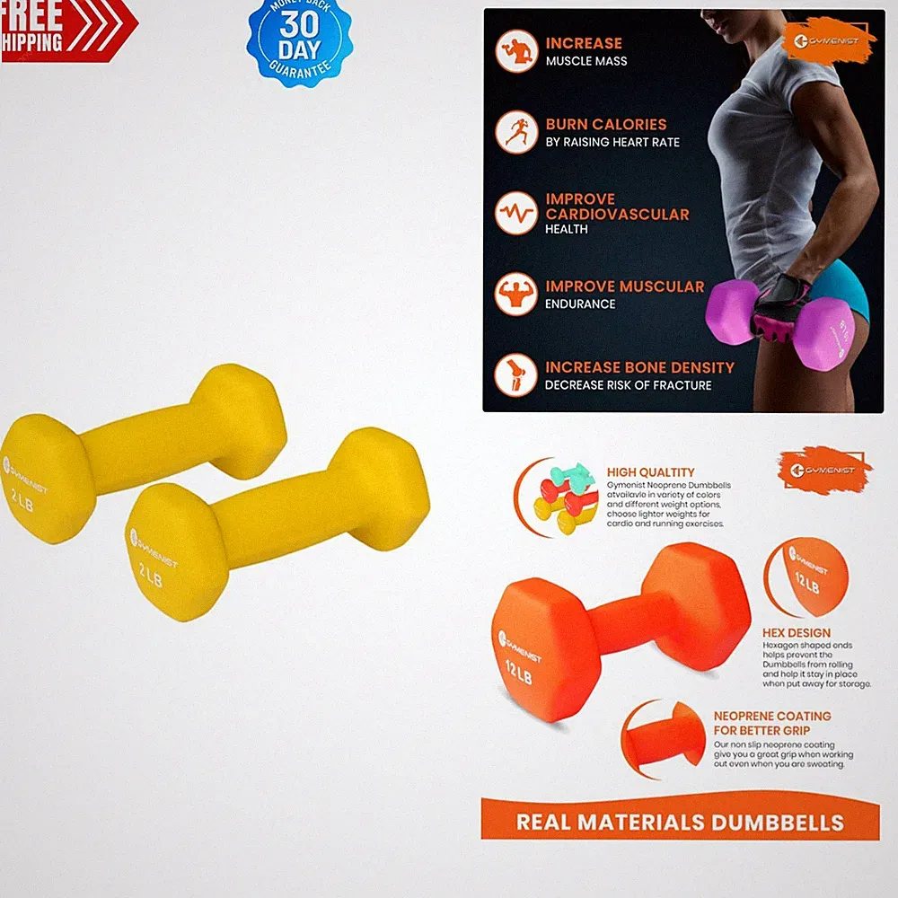 Comfortable 2-Pack Neoprene Dumbbells for Whole Body Workouts - Safe & Stylish