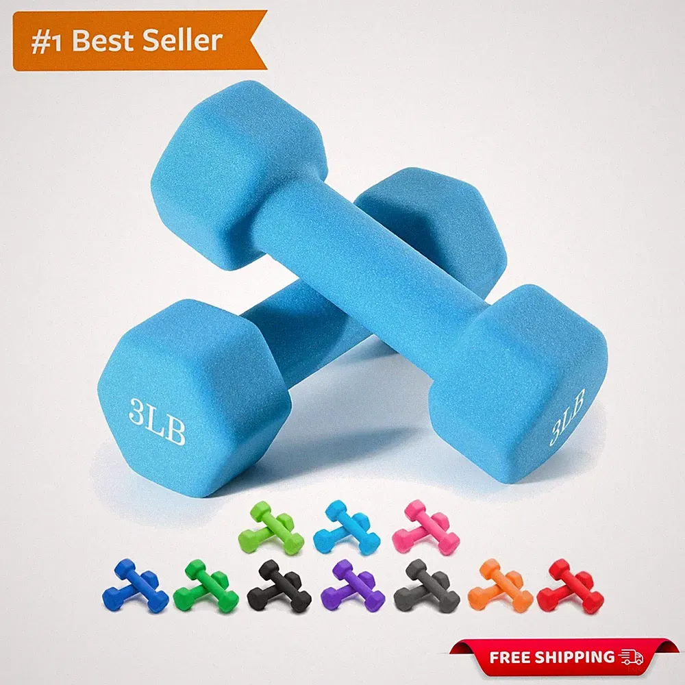 Compact 1-15 LB Neoprene Dumbells with Comfortable Grip for Home Workouts