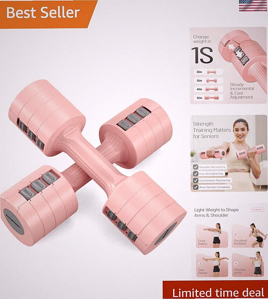 Compact 10lb Adjustable Dumbbells Set for Quick Home Workout - Ideal for Women