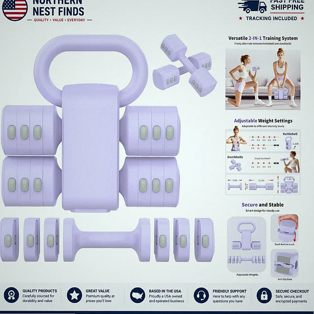 Compact 2-in-1 Adjustable Dumbbells Set: Ideal for Travel and Home Workouts