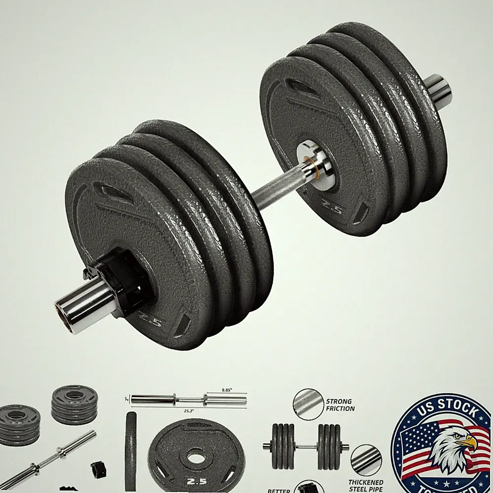 Compact 20lbs Loadable Olympic Dumbbells - Stainless Steel & Baked Enamel Finish