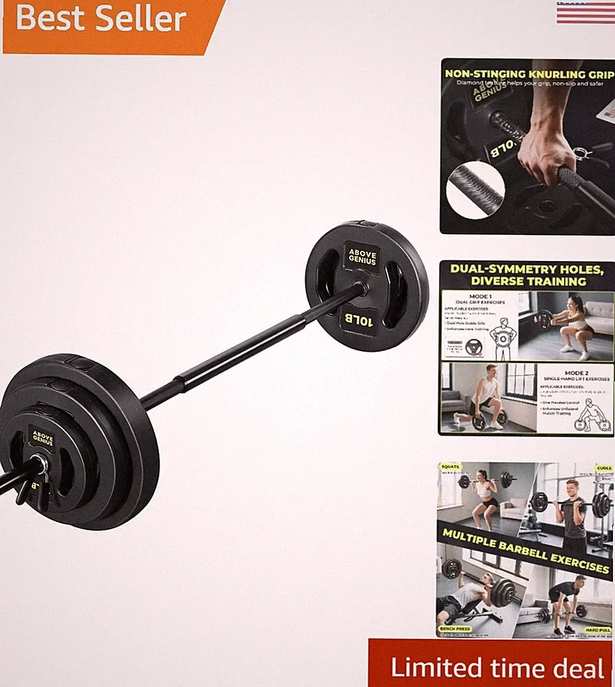 Compact 45 LB Barbell Weight Set: Adjustable Free Weights for All Muscle Groups