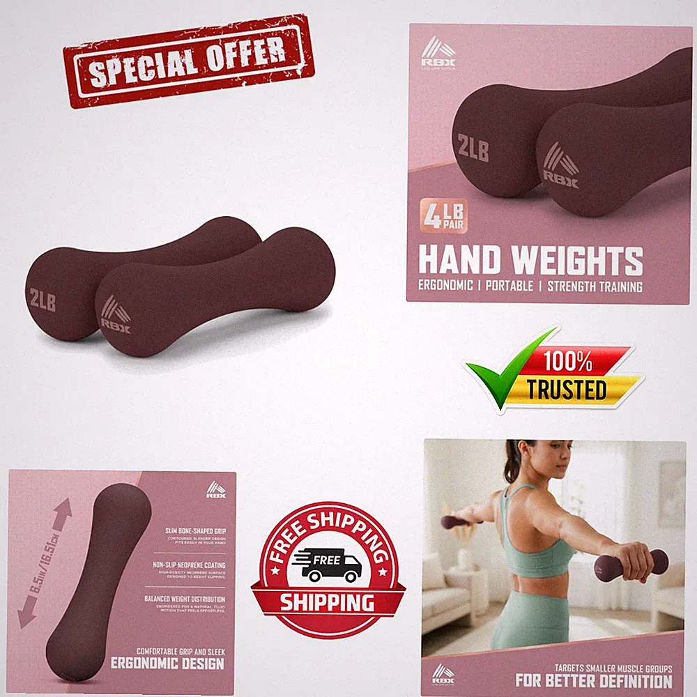 Compact 4lb Neoprene Hand Weights - Perfect for Cardio and Strength Training