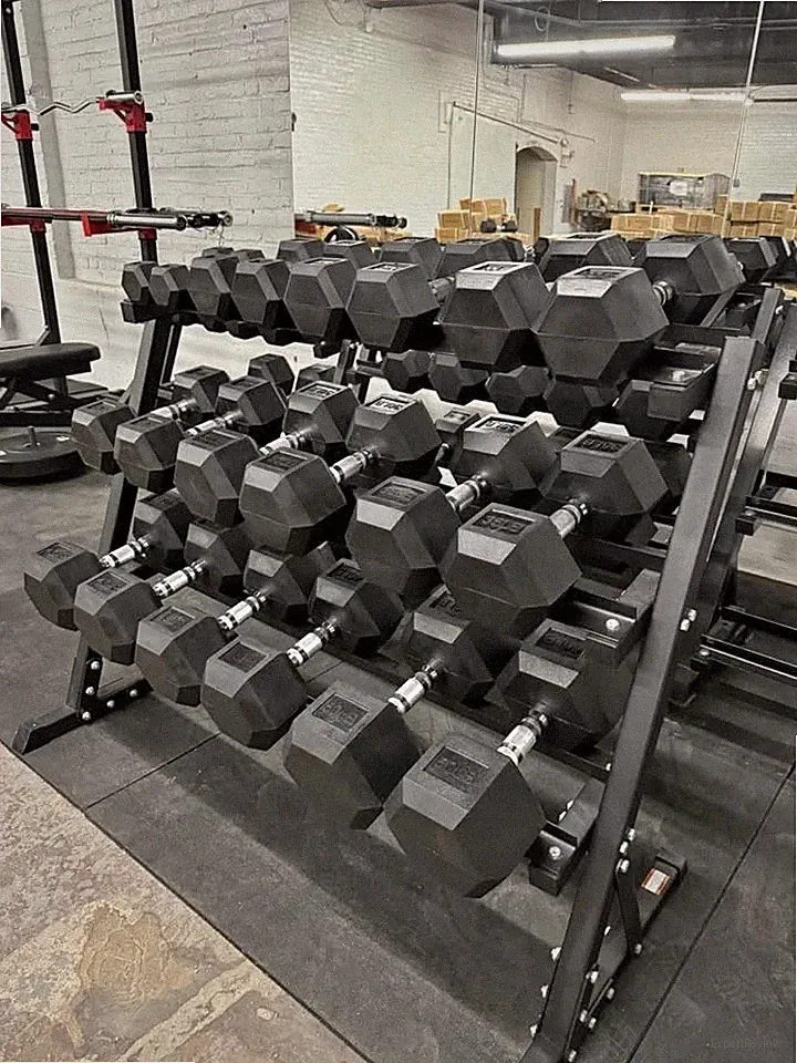 Compact 5–50 lb Dumbbell Set with 3-Tier Rack | Space Saver Home Gym