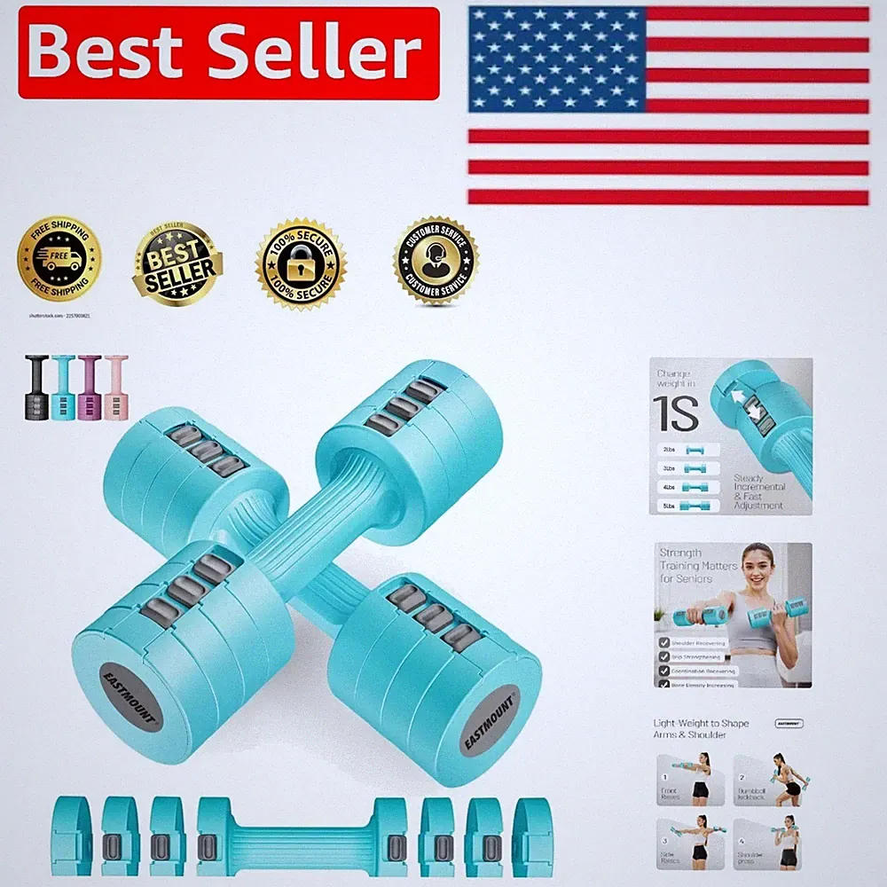 Compact 5 lb Adjustable Dumbbells Set for Women - Non-Slip Home Workout Weights